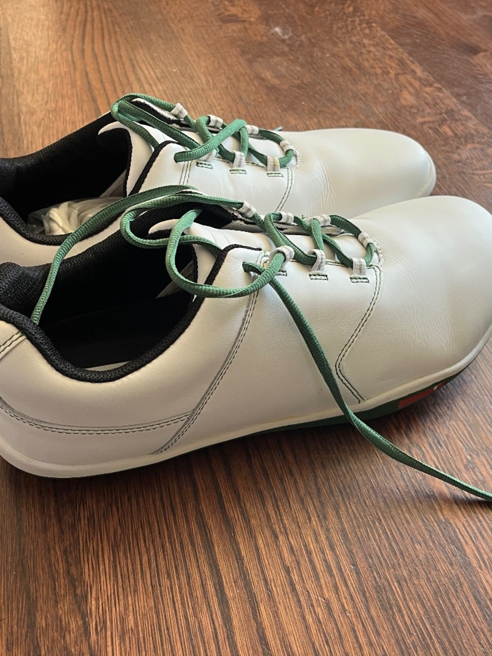 TRUE Linkswear T2 TRUE Tour Leather Spikeless Golf Shoes White Green Size 12 NIB